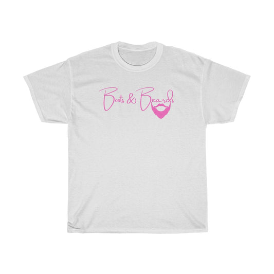 Unisex Heavy Cotton Tee Pink Logo
