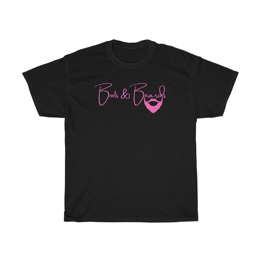 Unisex Heavy Cotton Tee Pink Logo